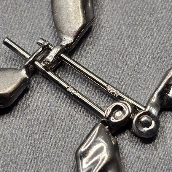 Sterling Silver 925 Hoop Earrings 1.25" Textured Ribbed Hinged Closure 6.38g - Picture 2 of 5